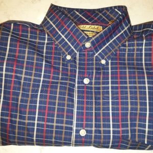 Gold Label Roundtree&Yorke Large Blue, Red, Silver 100% Cotton Long Sleeve Shirt